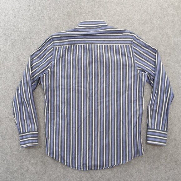 7 Diamonds Shirt Mens Large Blue Button Up Long Sleeve Striped Pockets - Picture 2 of 13
